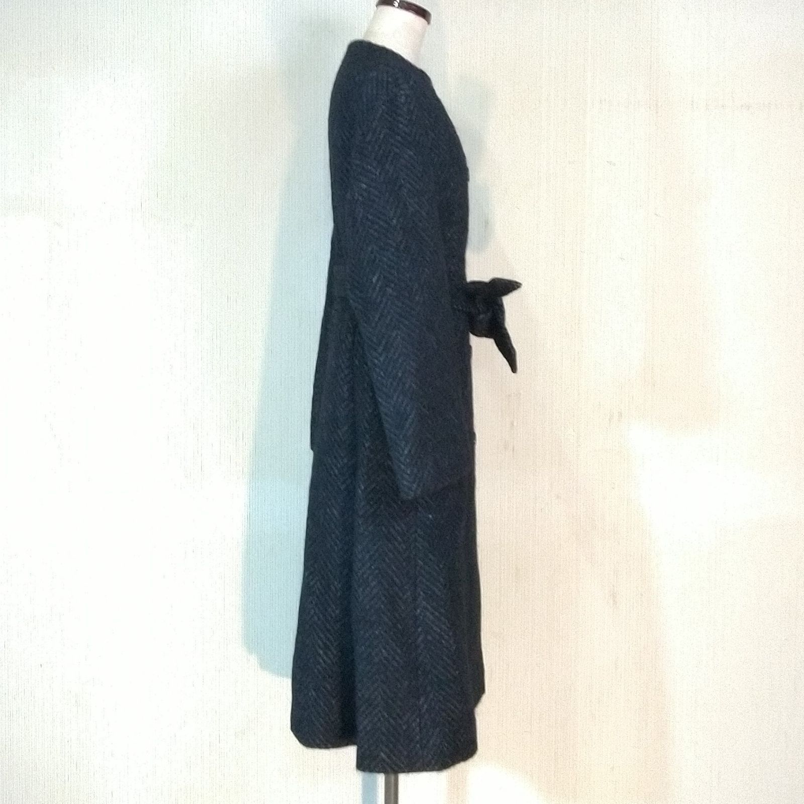 最終お値下！【新品】BORDERS at BALCONYコート36 新品】BORDERS at BALCONY モヘヤ混ヘリンボーンロングコート