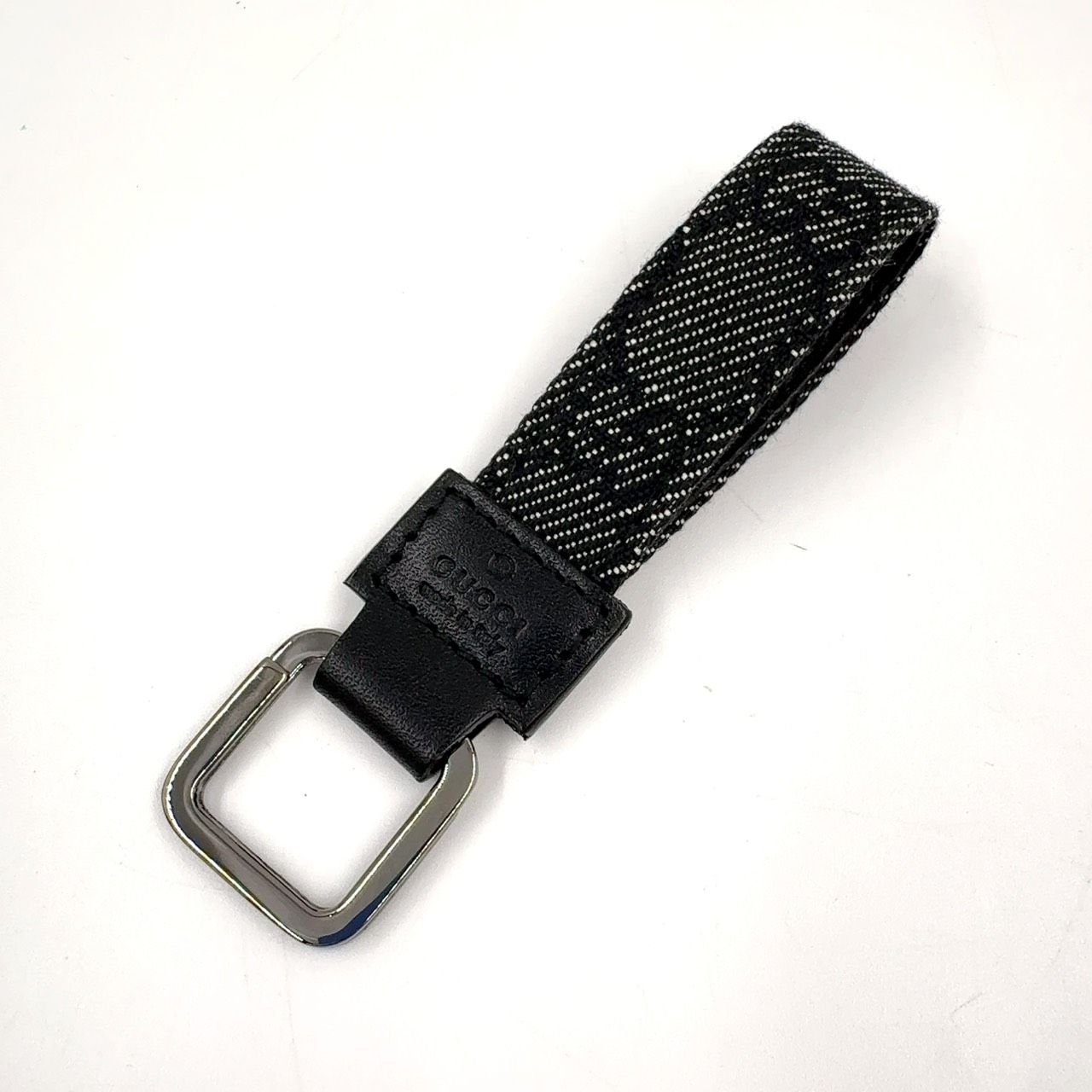 GUCCI GG柄 レザー×キャンバス ブラック キーリング