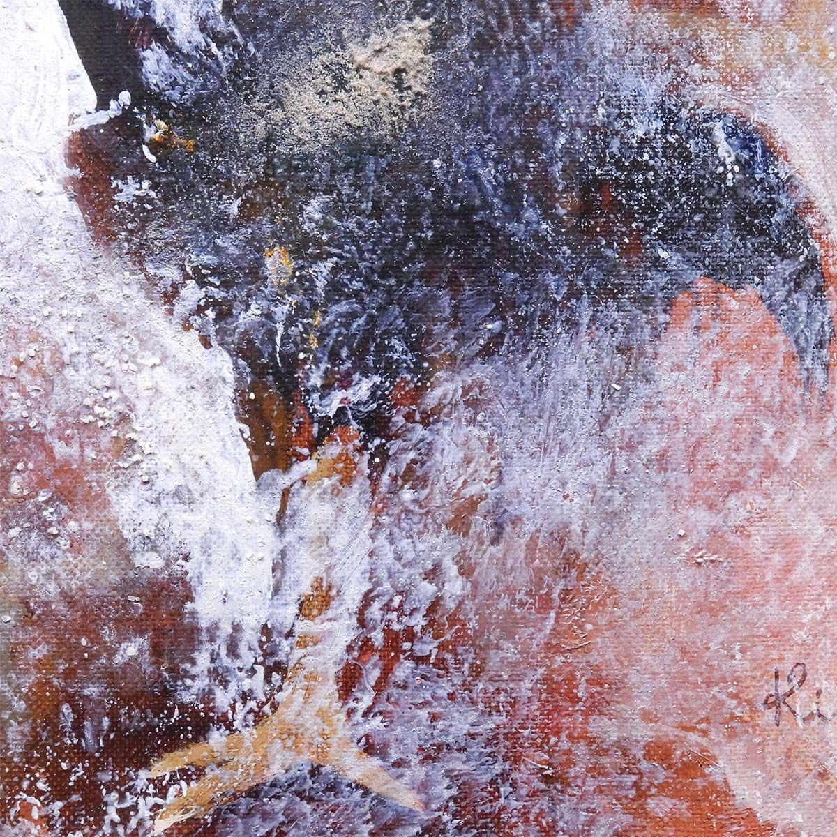 清原啓一 軍鶏 油彩4号 動物画 鳥 戦いを内に秘した静と闘争を描く 日