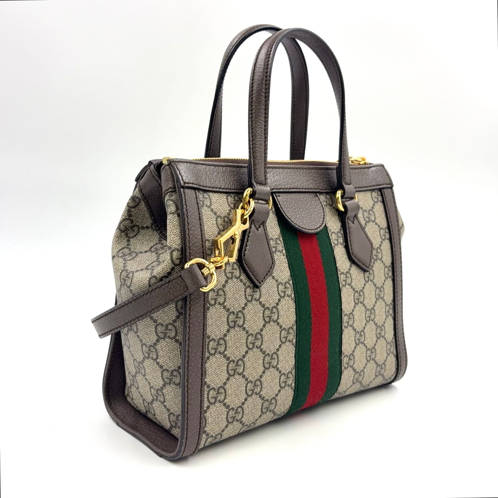 GUCCI オフィディア GG スモール レザー×PVC ベージュ×マルチカラー