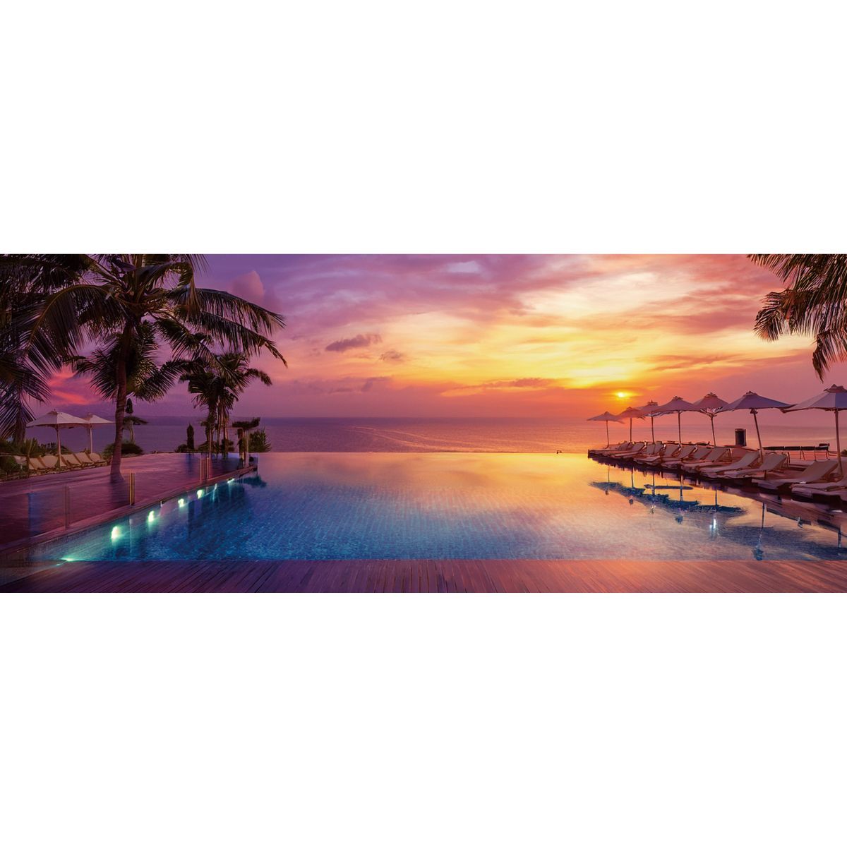  夕焼けのプールサイド パノラマサイズ お風呂ポスター 防水ポスター バスグッズ バス 洗面所用品