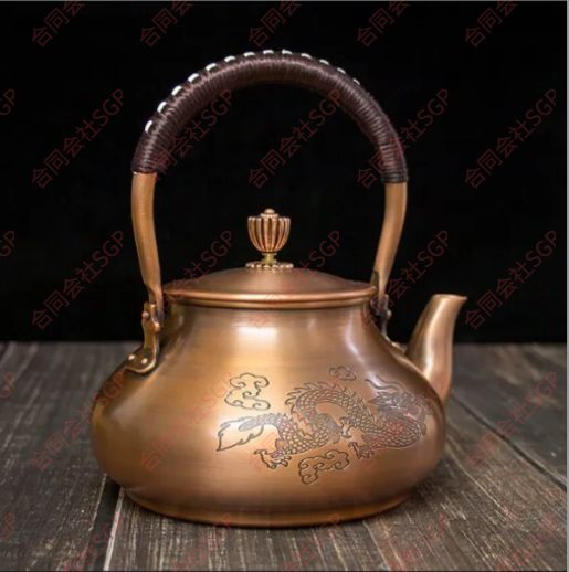 銅製銅瓶 提梁銅瓶 手作り コーティングなし 老銅瓶 やかんを沸かす お茶の道具 ティーポット 1 4 L