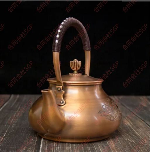 銅製銅瓶 提梁銅瓶 手作り コーティングなし 老銅瓶 やかんを沸かす お茶の道具 ティーポット 1 4 L