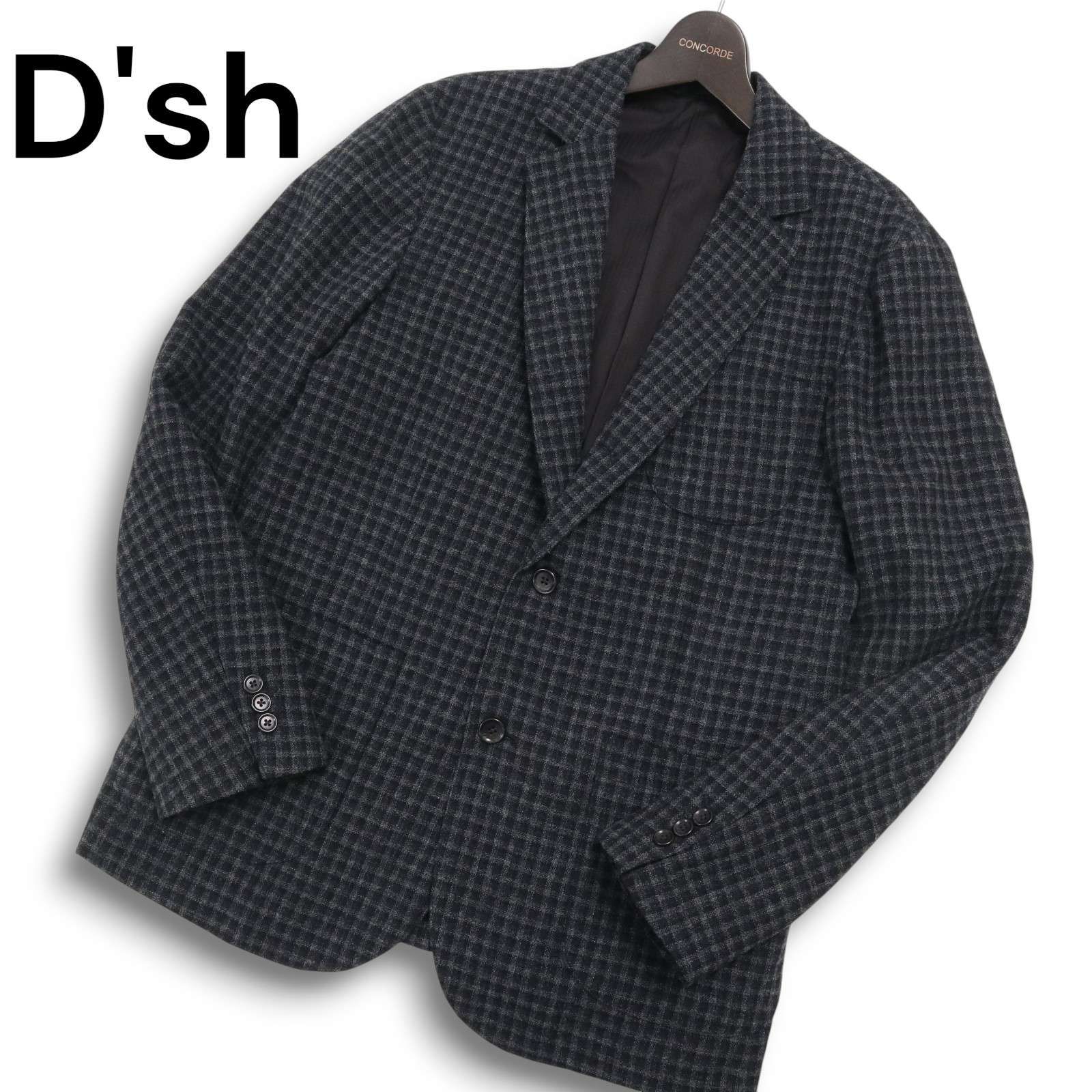 D'sh アーバンリサーチ 秋冬 ウール100% ツイード チェック テーラード ジャケット Sz.40 メンズ
