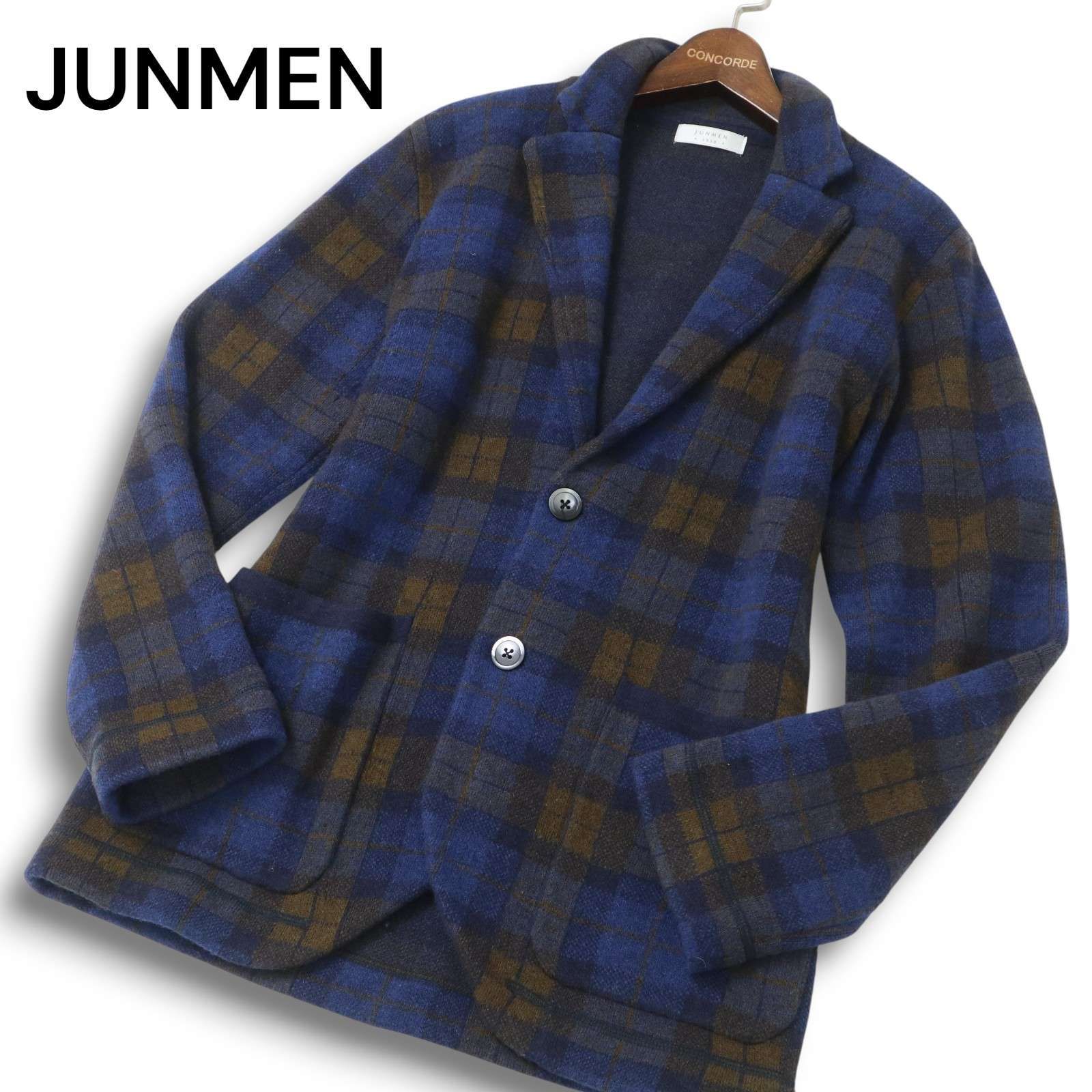 美品】 JUNMEN ジュンメン 秋冬 ウール☆ 2B チェック ニット 