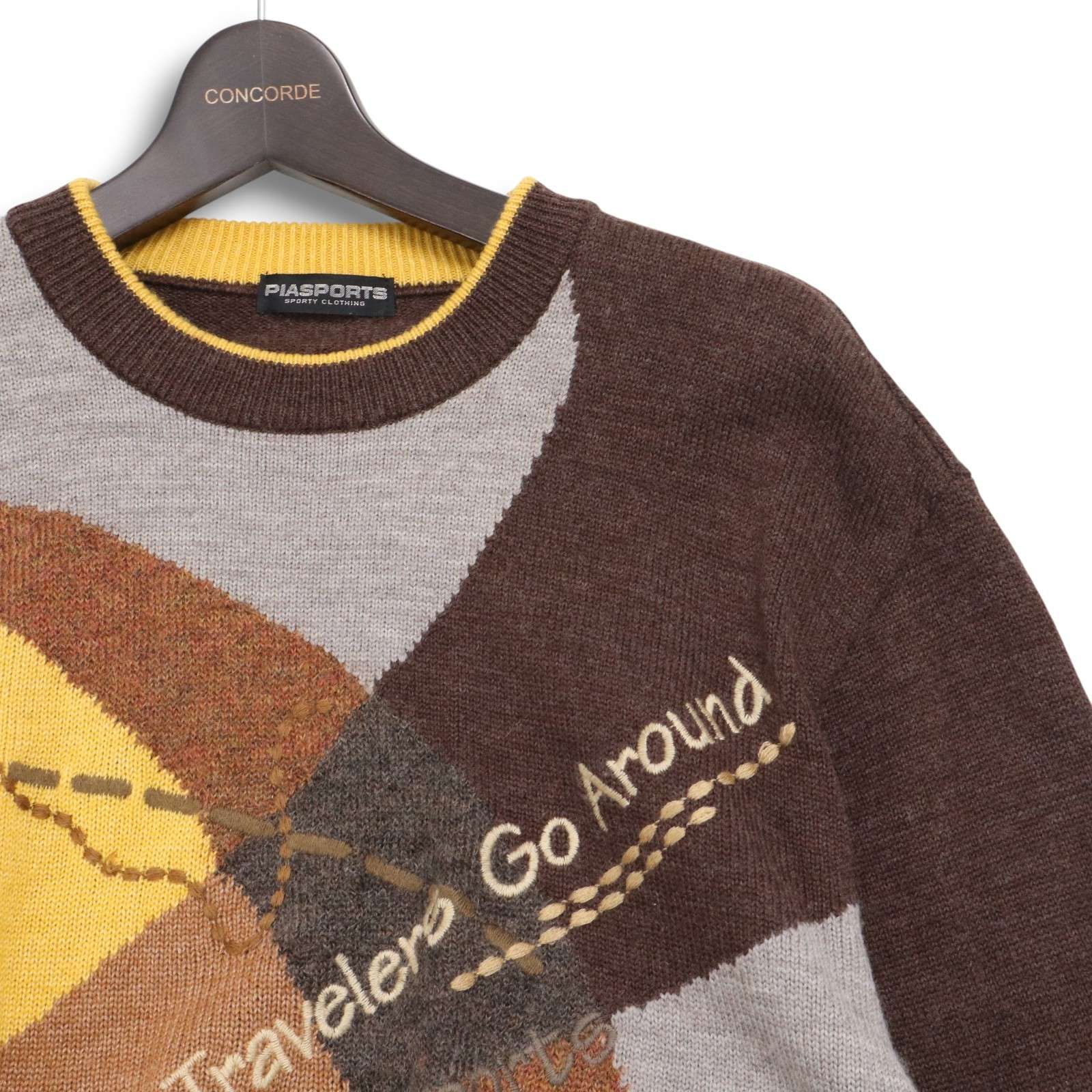 PIA SPORTS ピアスポーツ 秋冬 地図 マップ柄 刺繍☆ ウール セーター