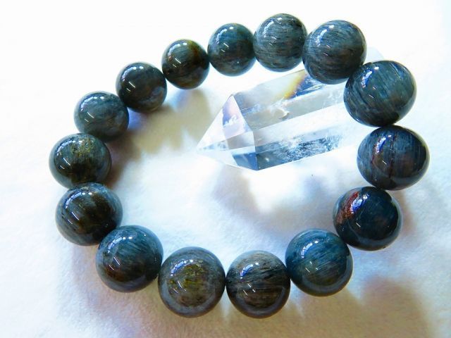 天然水晶宝石 100 A 超珍しい キャツアイブラックルチルクォーツ ブレスレット巨大14 5 mm tr 11530