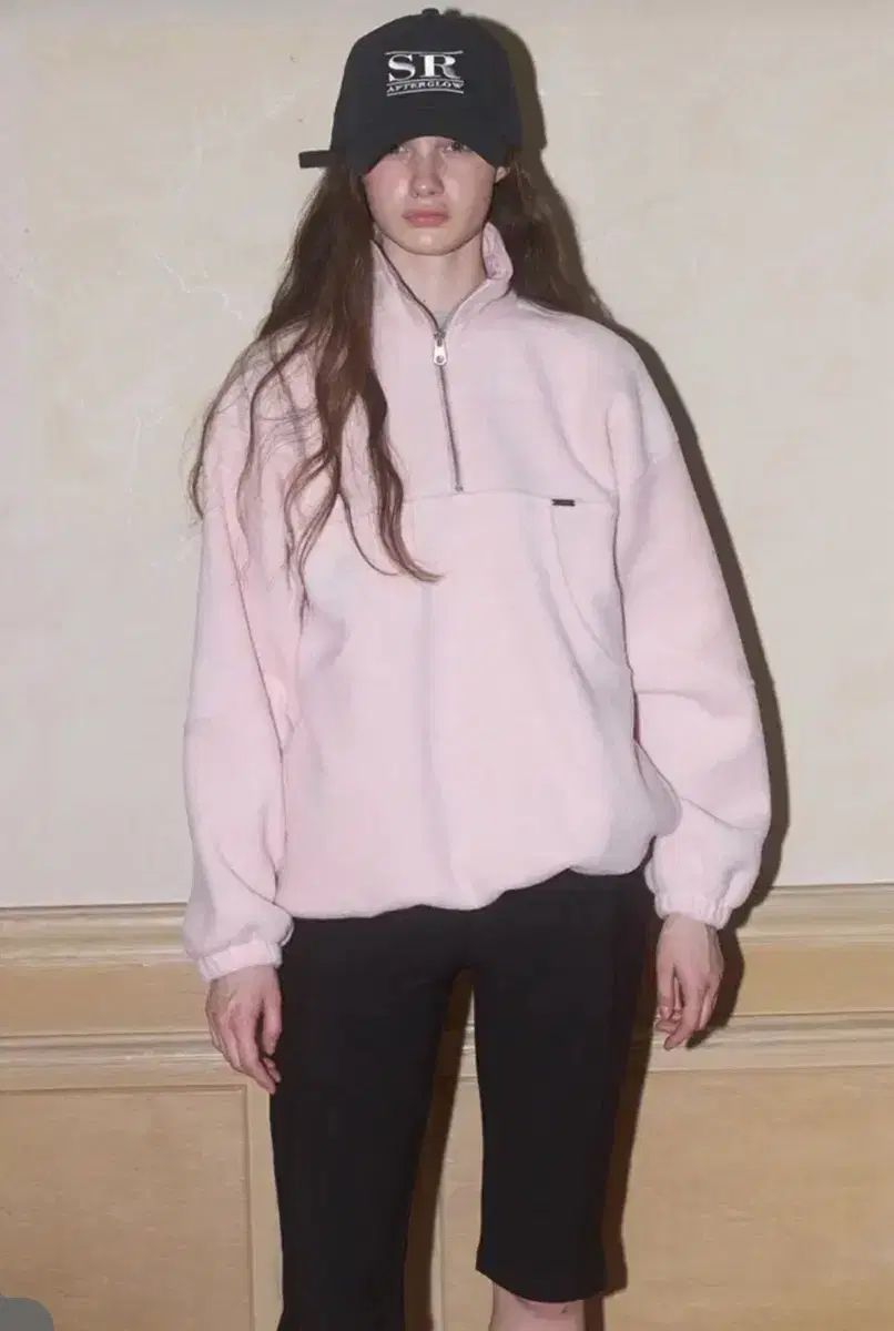 ソワール フリース ハーフジップアップ ピンク