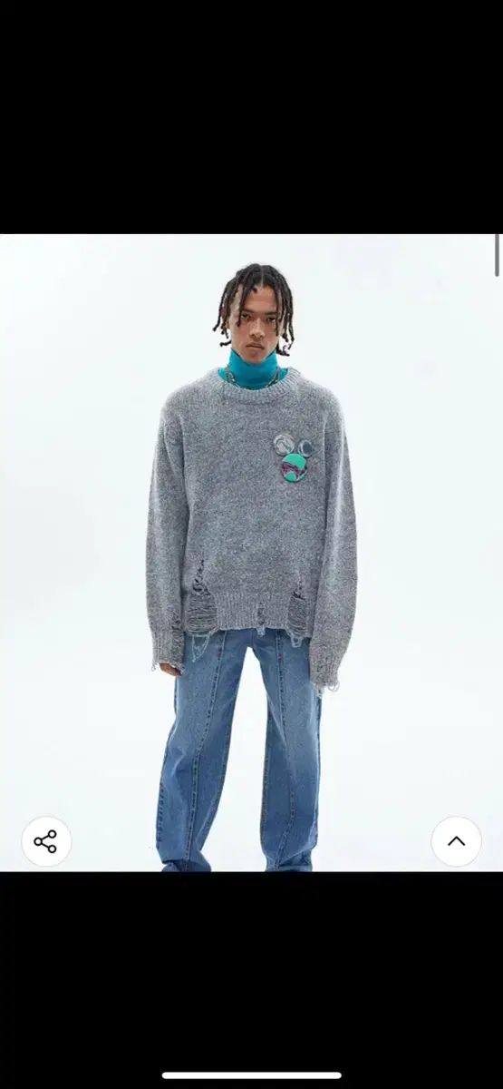 L アンダースンベル ダメージ クルーネック ニット