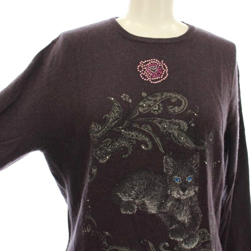 イタリヤ 伊太利屋 ニット カシミヤ混 セーター ラインストーン 長袖 9