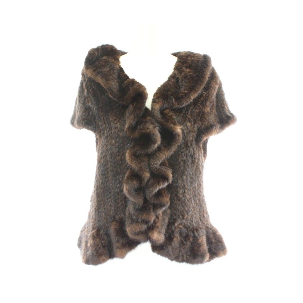 ベスト ミンクファー 毛皮 茶 ブラウン /AP - メルカリ