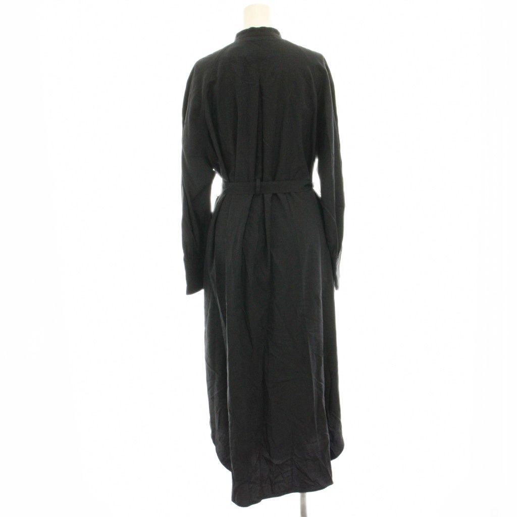 モガ MOGA シャツワンピース マキシ ロング 長袖 リボン 2 黒 ブラック