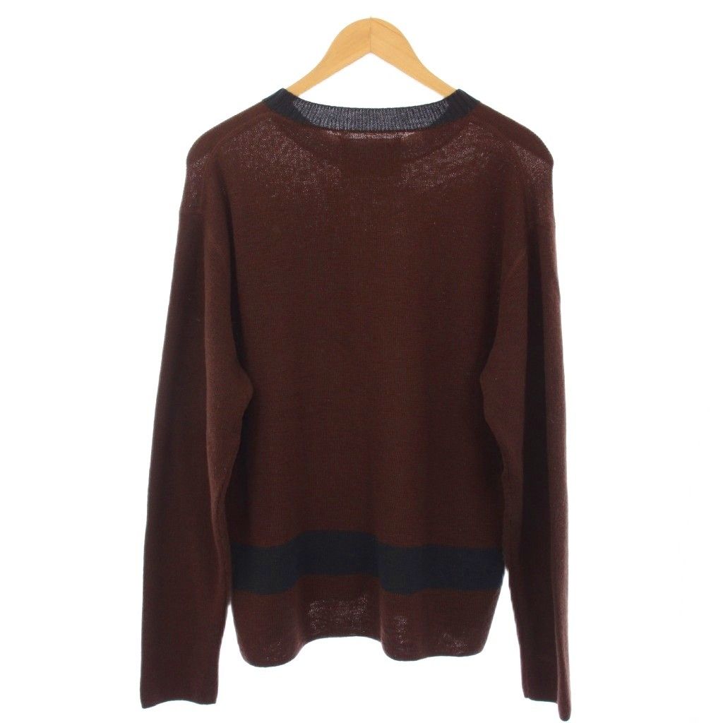 マーガレットハウエル MHL. ニット セーター ウール クルーネック 長袖 ライン M ブラウン 596-2260550 TK