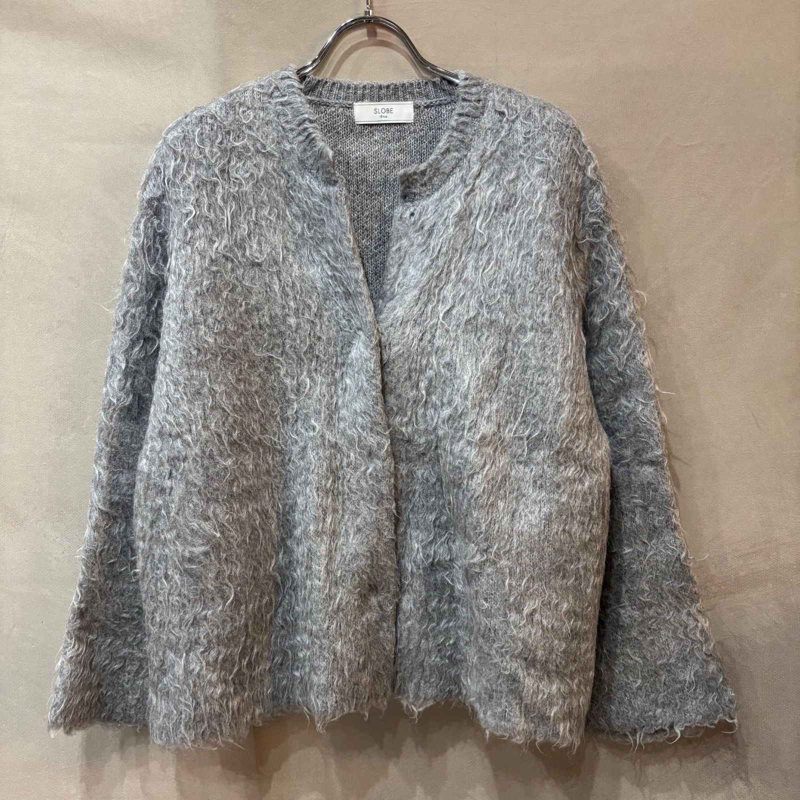 SLOBE IENA スローブイエナ シャギー ニットカーディガン グレー 36 23
