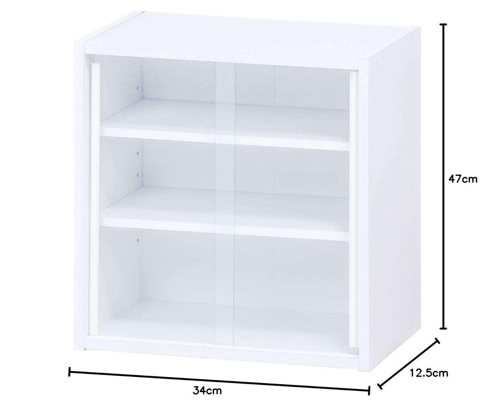 99434 組立品 可動棚 ガラス扉 ホワイト 幅43×奥行29×高さ44cm