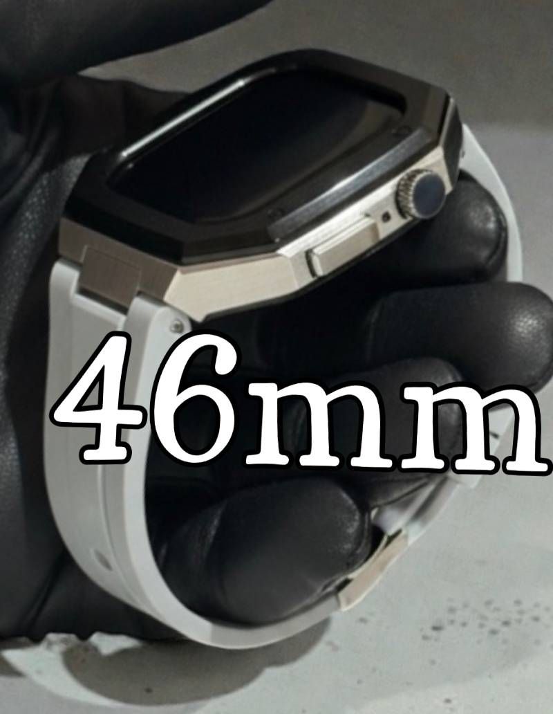 ブラックシルバー グレイ 新型モデル モデル ワンタッチ アップルウォッチ カスタム ケース カバー メタル ラバーバンド ベルト スクリューレス設計