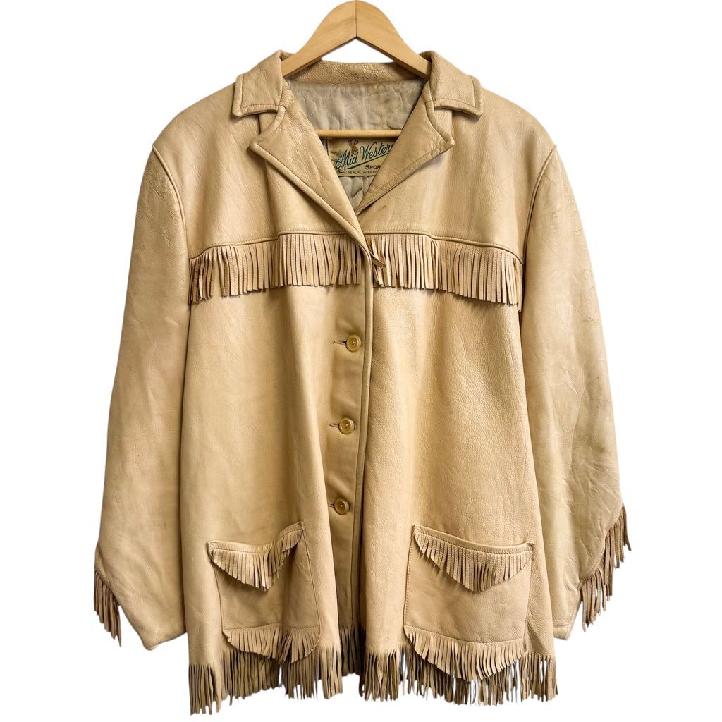 70's vintage ビンテージ Mid Western レザージャケット フリンジ