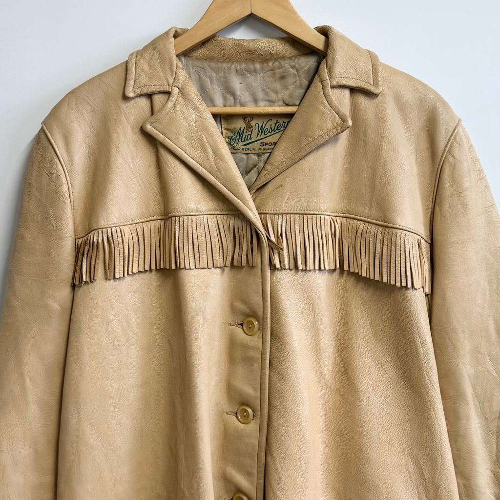 70's vintage ビンテージ Mid Western レザージャケット フリンジ