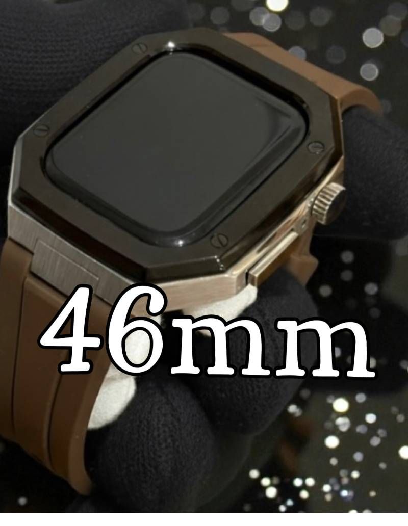 ブラックシルバー ブラウン 新型モデル モデル ワンタッチ アップルウォッチ カスタム ケース カバー メタル ラバーバンド ベルト スクリューレス設計