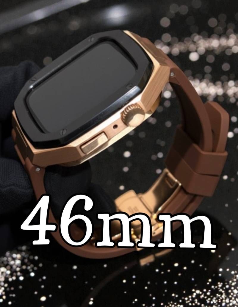 ブラックローズ ブラウン 新型モデル モデル ワンタッチ アップルウォッチ カスタム ケース カバー メタル ラバーバンド ベルト スクリューレス設計