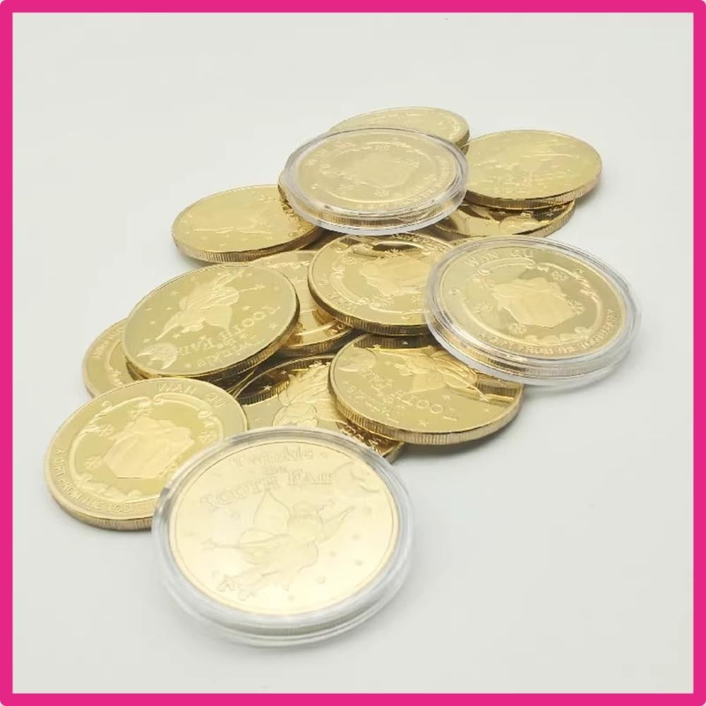 歯の妖精コイン 16枚セット 歯の妖精 乳歯 コイン 金貨 生え変わり 記念コイン 歯と交換するコイン コインケース付 こども 遊び道具 ゴールド -  メルカリ