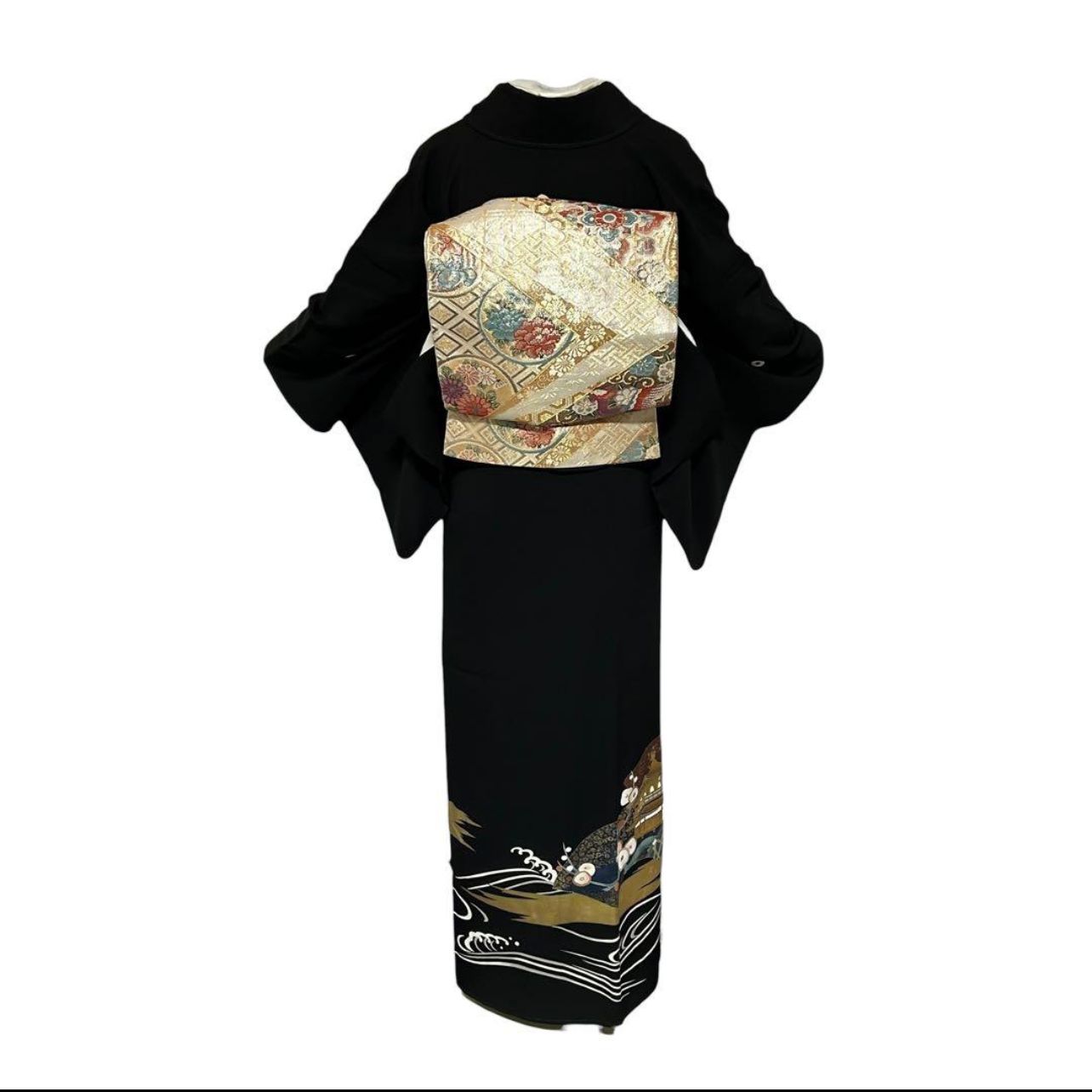 未使用近い 美品 袷 正絹 作家物 落款 五つ紋 黒留袖 フルセット