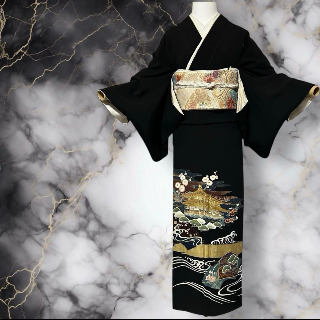 専用　未使用近い　美品　袷　正絹　作家　黒留袖　フルセット　身丈161 裄丈65 未使用近い 美品 袷 正絹 作家物 落款 五つ紋 黒留袖 フルセット