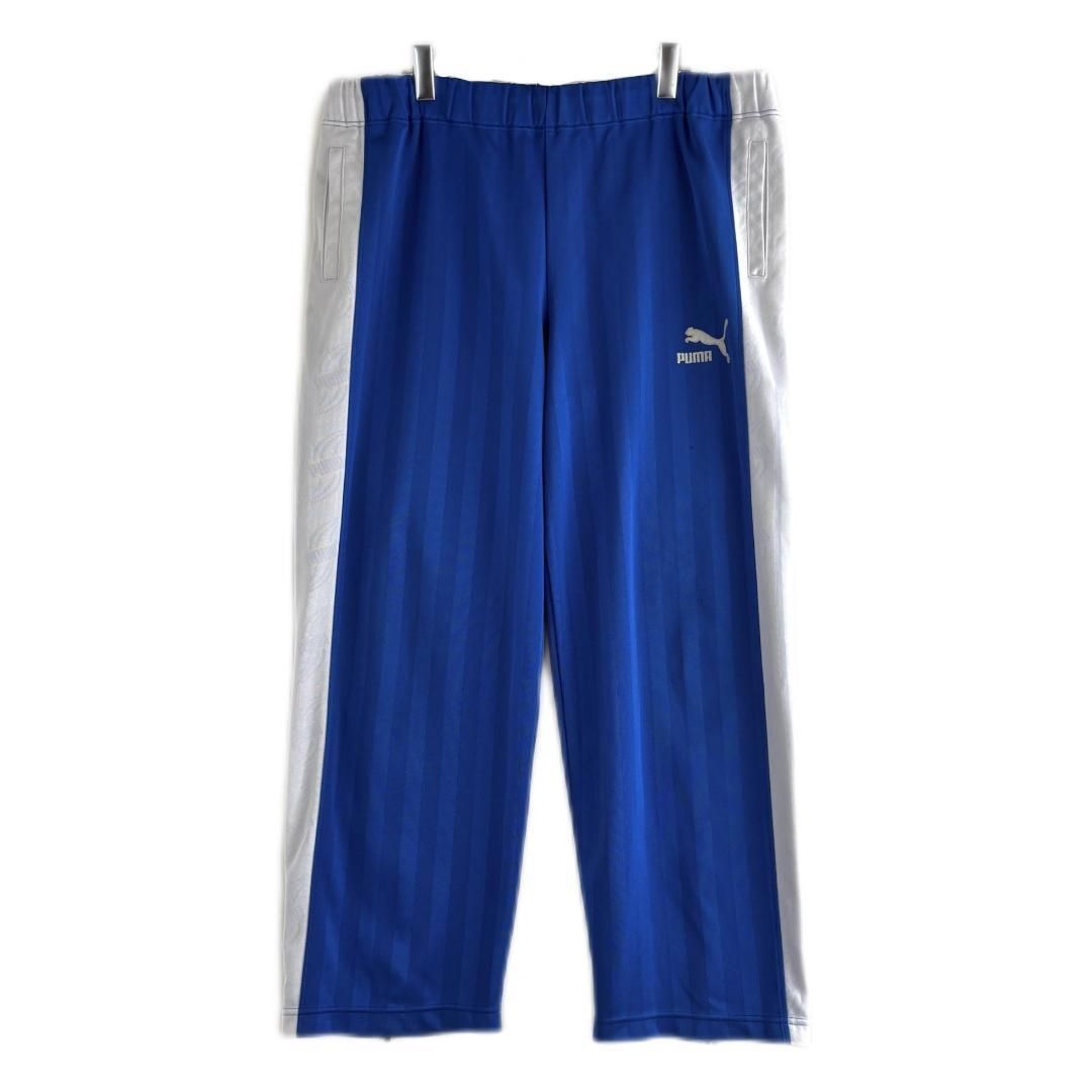 90s PUMA トラックパンツ ジャージ 刺繍ロゴ ワンポイント ブルー