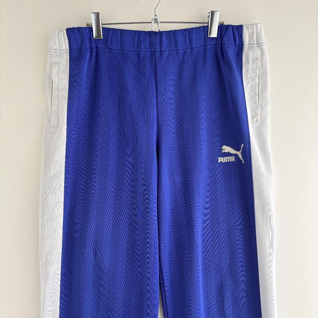 90s PUMA トラックパンツ ジャージ 刺繍ロゴ ワンポイント ブルー