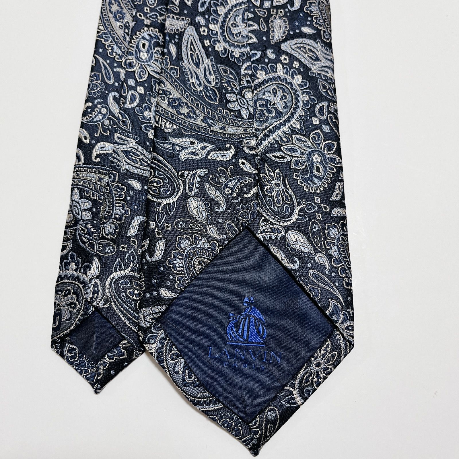 美品 ランバン ネクタイ ハイブランド ペイズリー柄 光沢 ジャガード