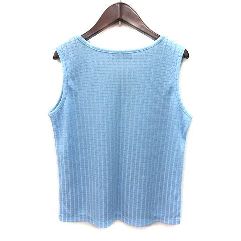 エンコア encore タンクトップ 格子柄 ラメ ノースリーブ F 水色