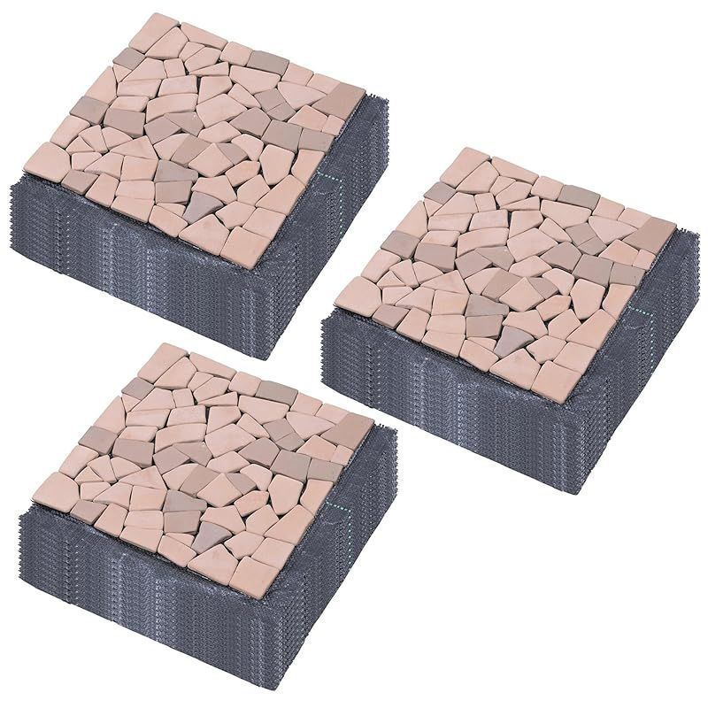 ガーデンマスター Gardenmaster ガーデンタイル テラコッタマット セット 防草シート付 防草マット レンガ調 雑草対策 簡単設置 玄関タイル 敷石 ベランダ テラス BTM 30 BS MX 1 P