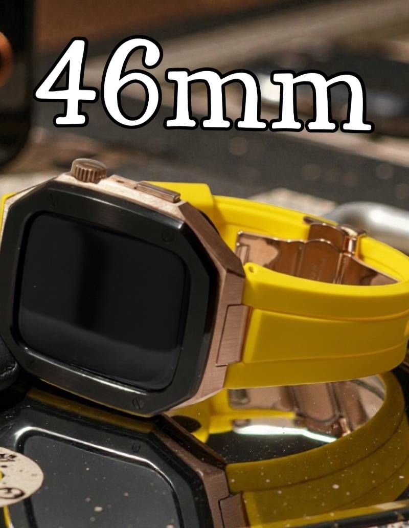 ブラックローズゴールドイエロー新型モデル モデル ワンタッチ アップルウォッチ カスタム ケース カバー メタル ラバーバンド ベルト スクリューレス設計