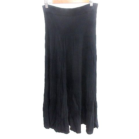 ザラ ZARA フレアスカート マキシ ロング リブ S 黒 ブラック /AU