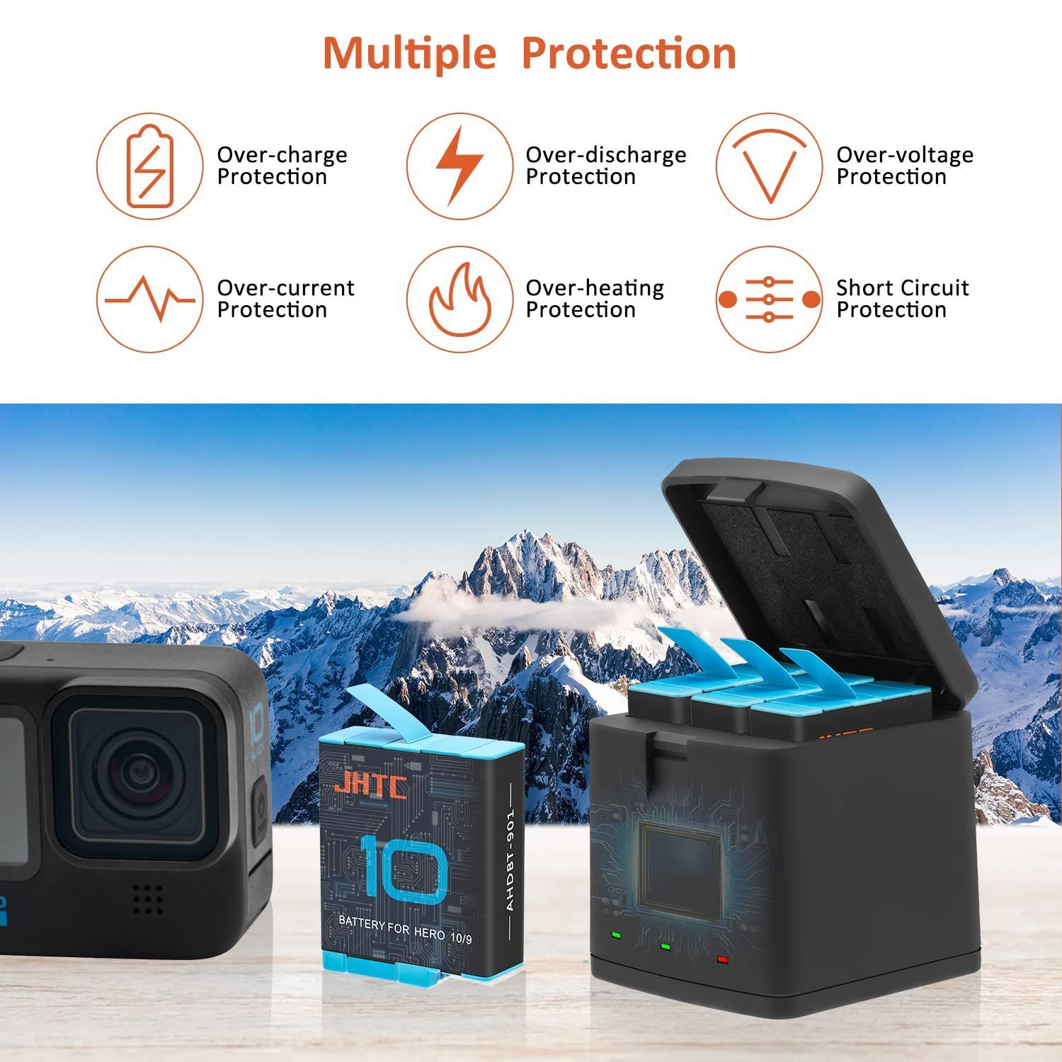 GoPro Hero 10 バッテリー Hero 11/ 9 バッテリー 充電器セット 3個