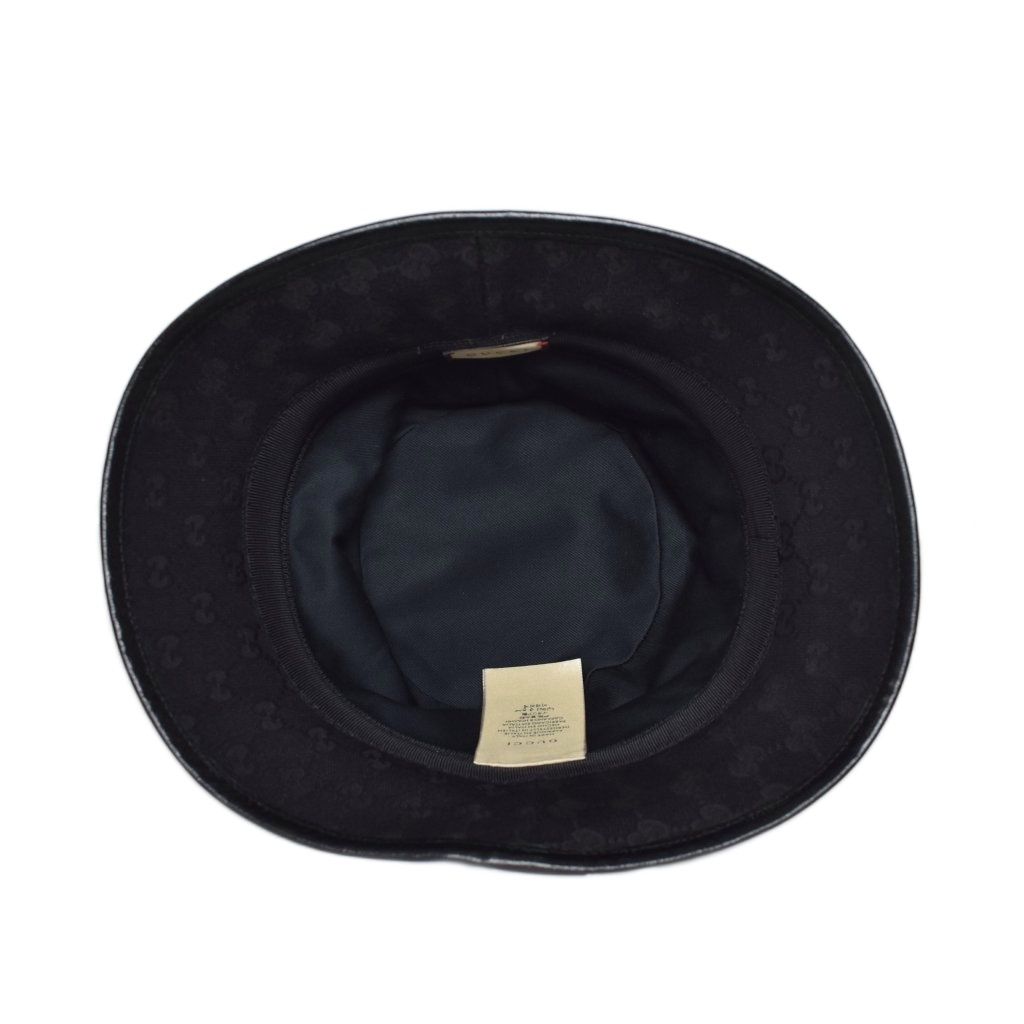 グッチ GUCCI GGキャンバス フェドラハット バケットハット 帽子 L 黒