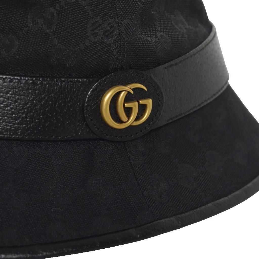 グッチ GUCCI GGキャンバス フェドラハット バケットハット 帽子 L 黒