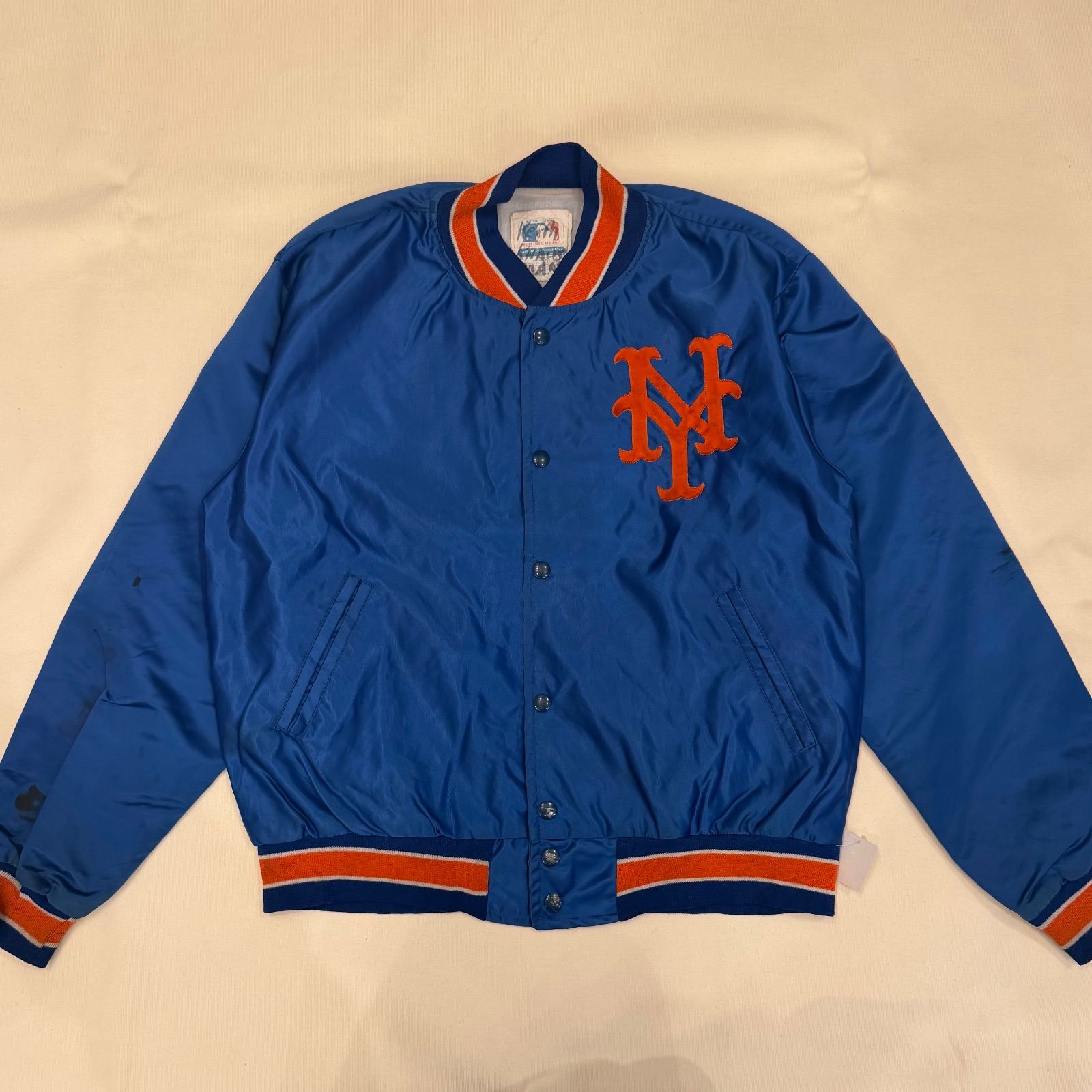 90s usa mlb ジャケット ナイロン スタジャン 短丈 Y2K mets 【J-68