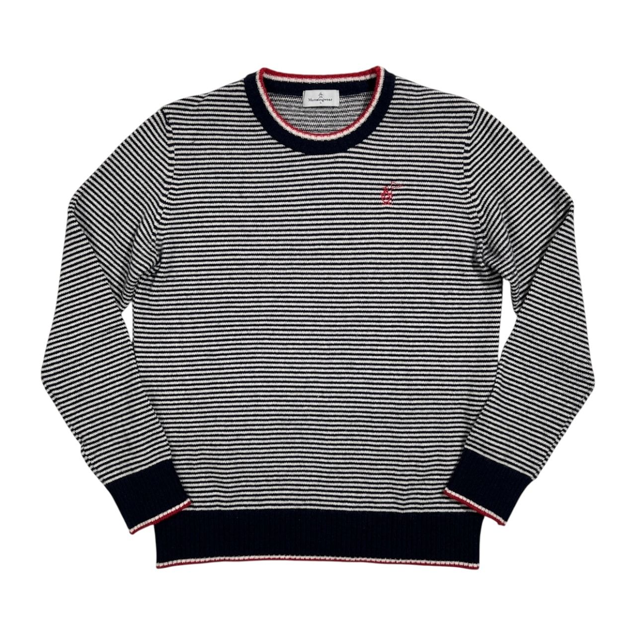 カシミヤ80%入り Munsingwear マンシングウェア ボーダー柄 カシミア