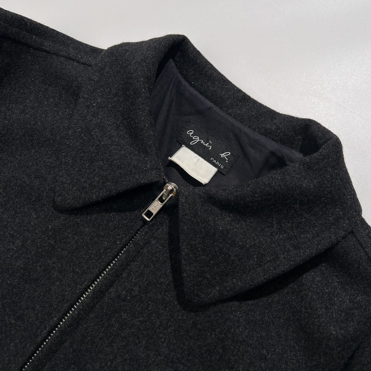 フランス製 90s agnes b アニエスベー ハの字ジップ ウール ジャケット