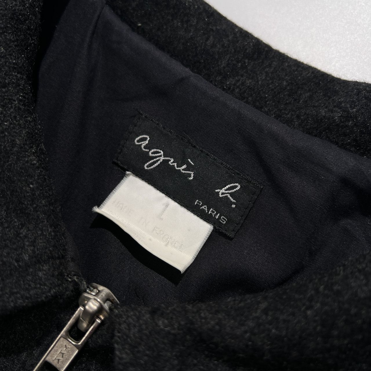 フランス製 90s agnes b アニエスベー ハの字ジップ ウール ジャケット