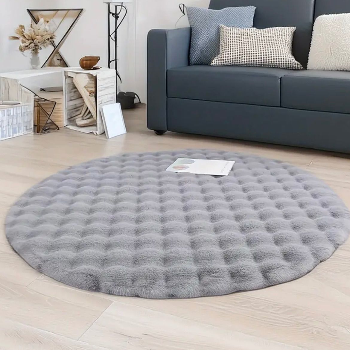 カーペット ラグマット 丸型 ピンクバブルテクスチ