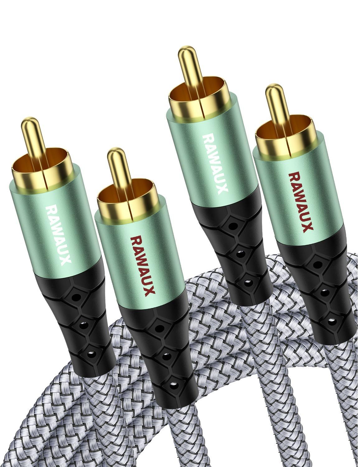 RCAケーブル、2RCAオス to オス ステレオオーディオケーブル 赤白