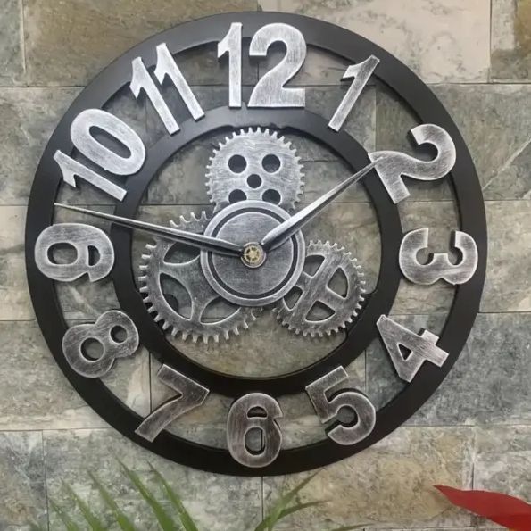 歯車デザインの掛時計 シルバー Amazon.co.jp: 歯車 シルバー 壁掛け時計 ローマ数字 アンティーク