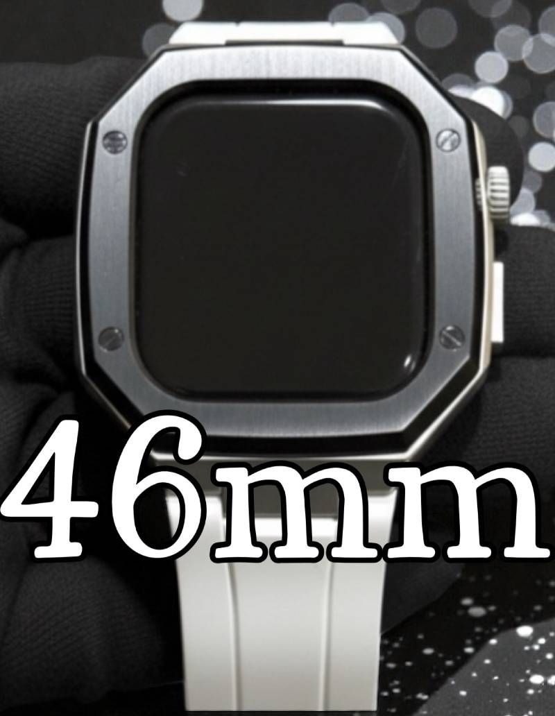 ブラックホワイト 新型モデル モデル ワンタッチ アップルウォッチ カスタム ケース カバー メタル ラバーバンド ベルト スクリューレス設計