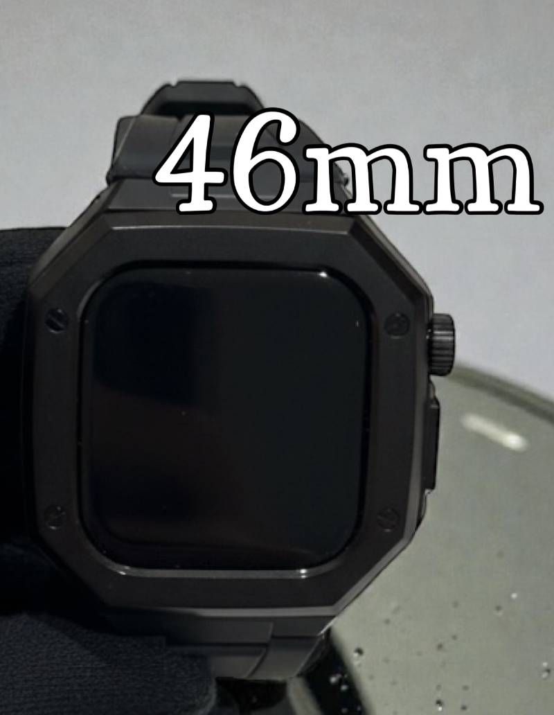 ブラックブラック 新型モデル モデル ワンタッチ アップルウォッチ カスタム ケース カバー メタル ラバーバンド ベルト スクリューレス設計