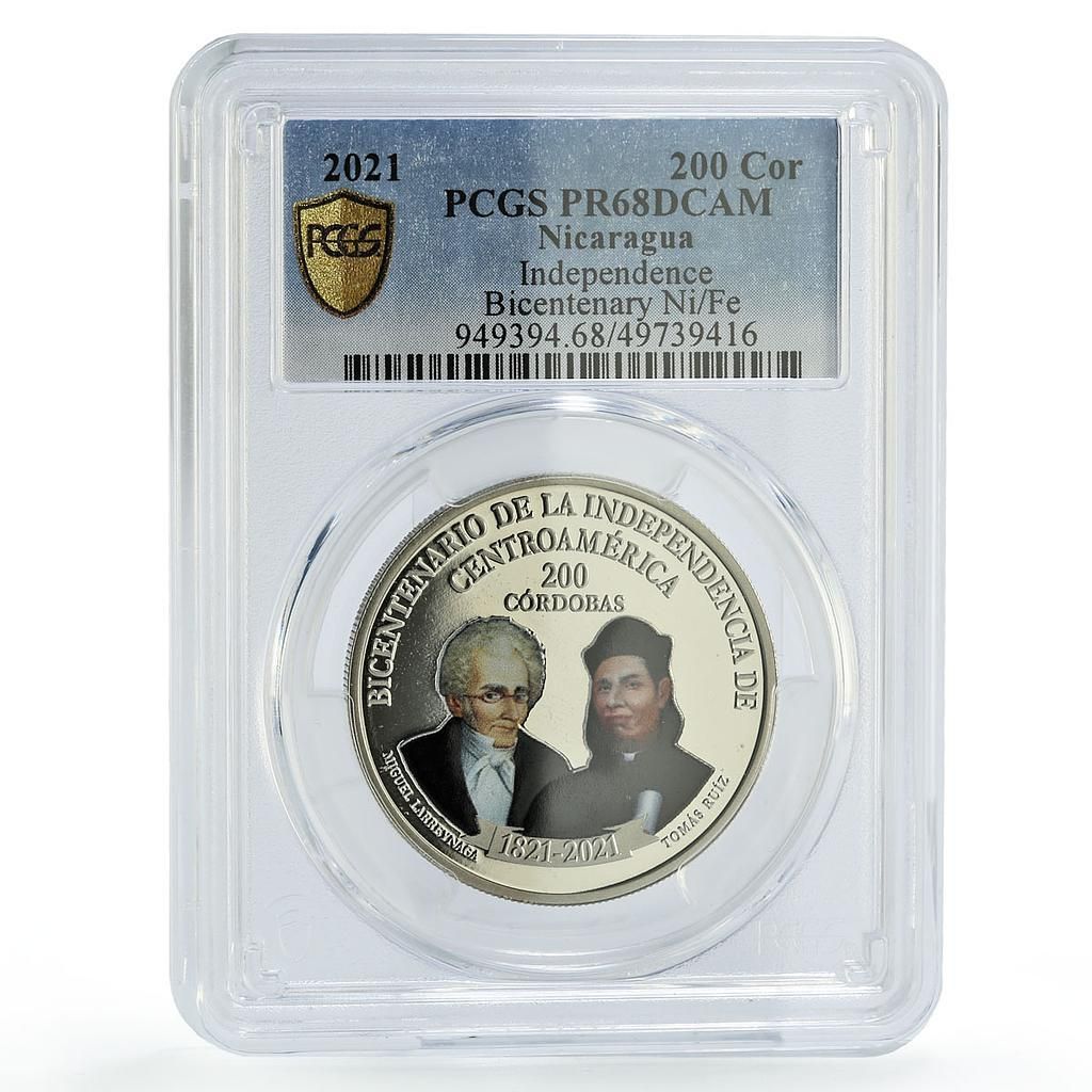 ニカラグア 200コルドバ 独立200周年記念 PR 68 PCGS コイン 2021