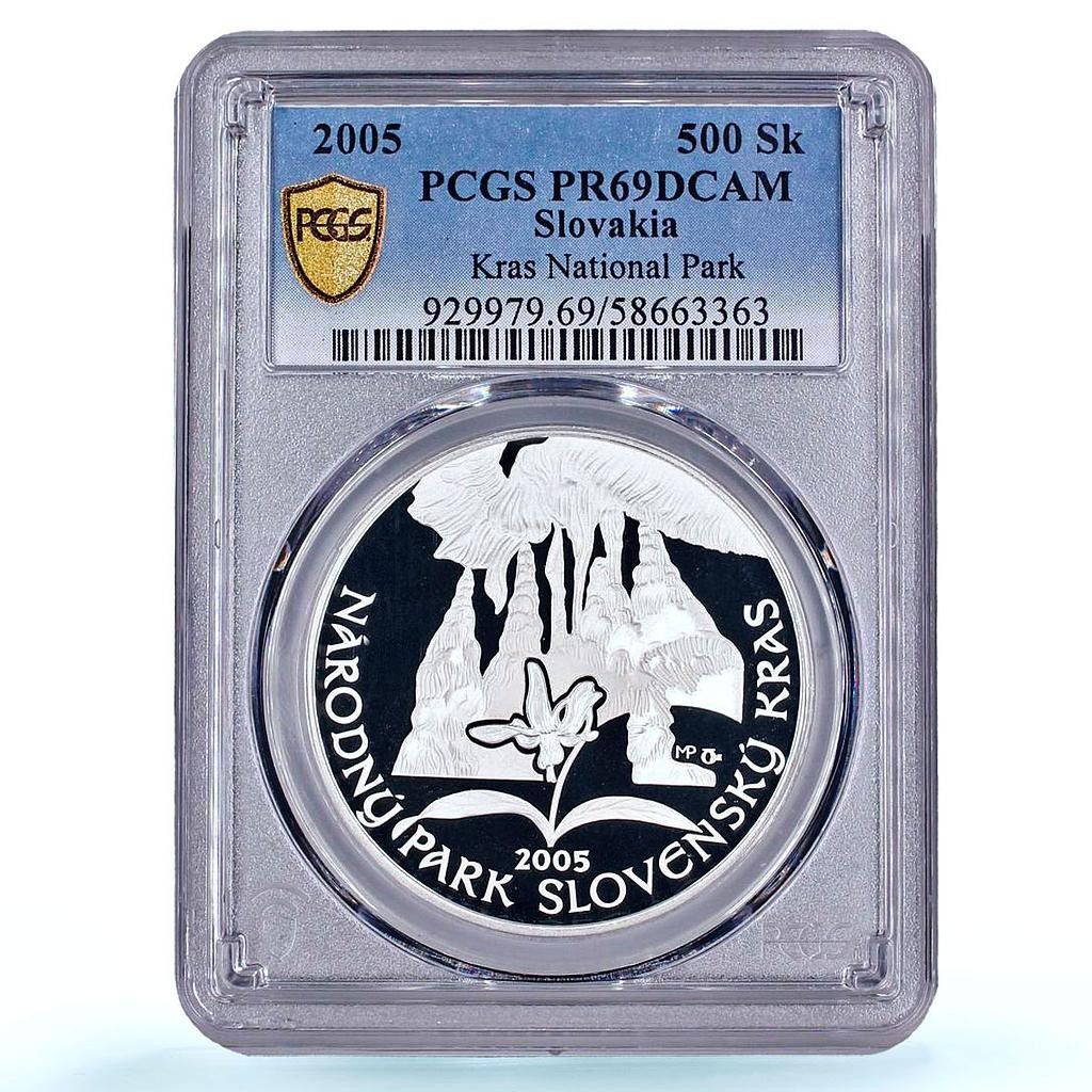 スロバキア 500 コルン スロベンスキー クラース国立公園 PR 69 PCGS 銀貨 2005