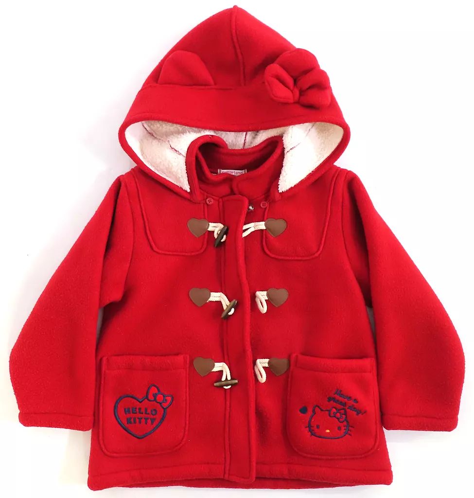 中古】アウターウェア ハローキティ フード付きダッフルコート レッド