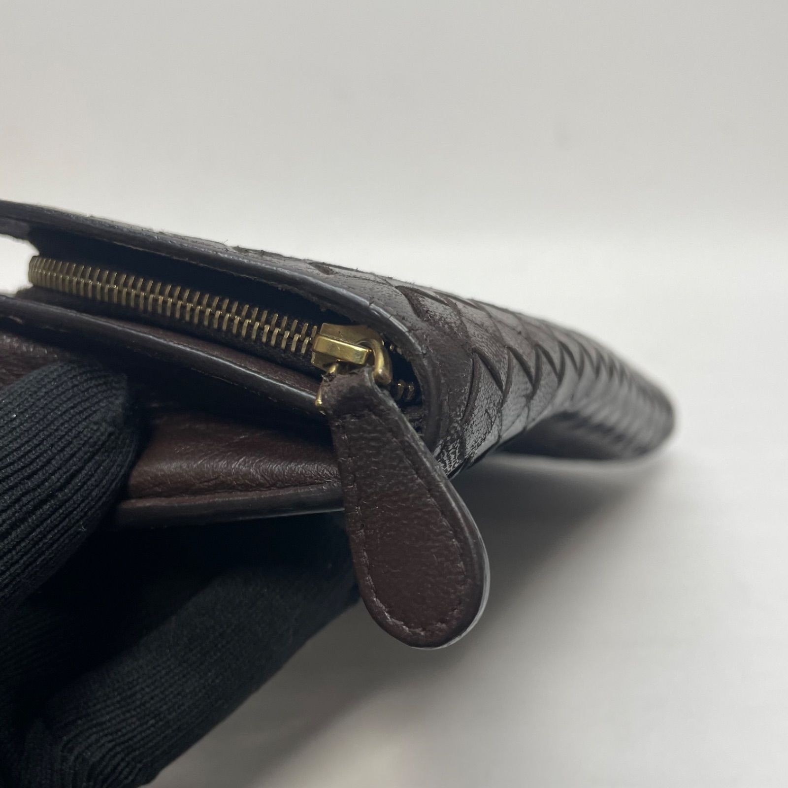 3065 BOTTEGA VENETA ボッテガヴェネタ 長財布 ダークブラウン レザー